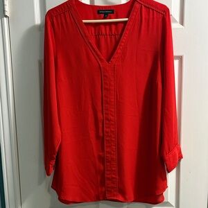 Banana Republic Bright Red V-Neck Tunic Blouse